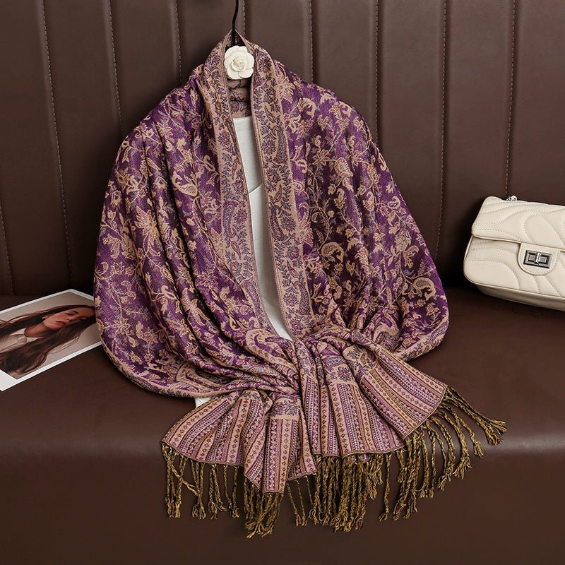 Vintage Shawl Cashew Flower Tassel Hijab (MH101) Mariam's Collection