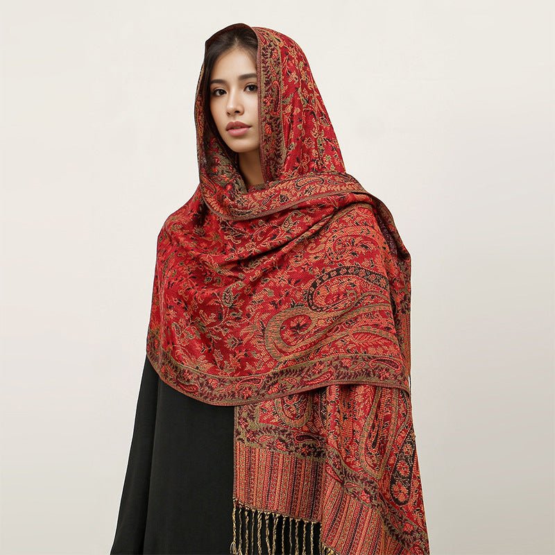 Vintage Shawl Cashew Flower Tassel Hijab (MH101) Mariam's Collection