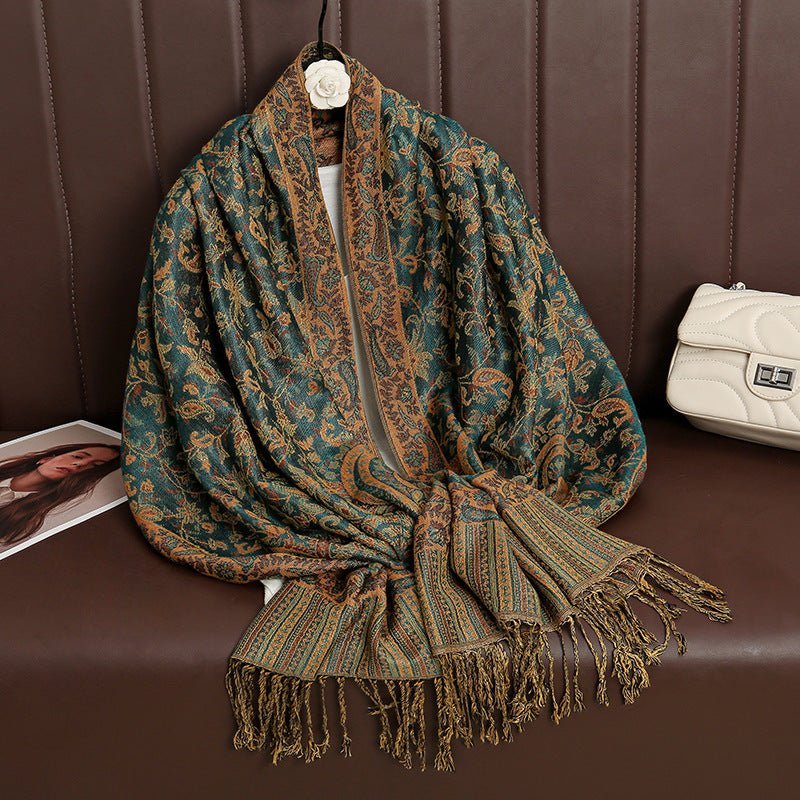 Vintage Shawl Cashew Flower Tassel Hijab (MH101) Mariam's Collection