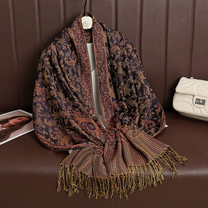 Vintage Shawl Cashew Flower Tassel Hijab (MH101) Mariam's Collection