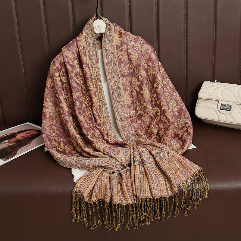 Vintage Shawl Cashew Flower Tassel Hijab (MH101) Mariam's Collection