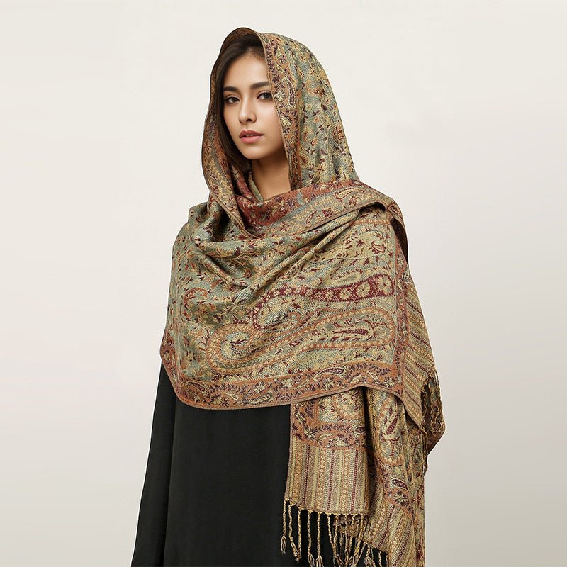 Vintage Shawl Cashew Flower Tassel Hijab (MH101) Mariam's Collection