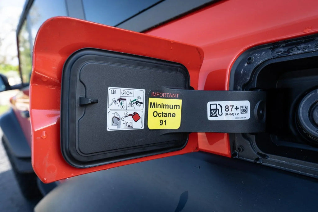 Warning Sticker Minimum Octane Rating (Pair) - Universal StickerFab