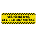 Warning Sticker "This vehicle jumps at all railroad crossings" - Universal StickerFab
