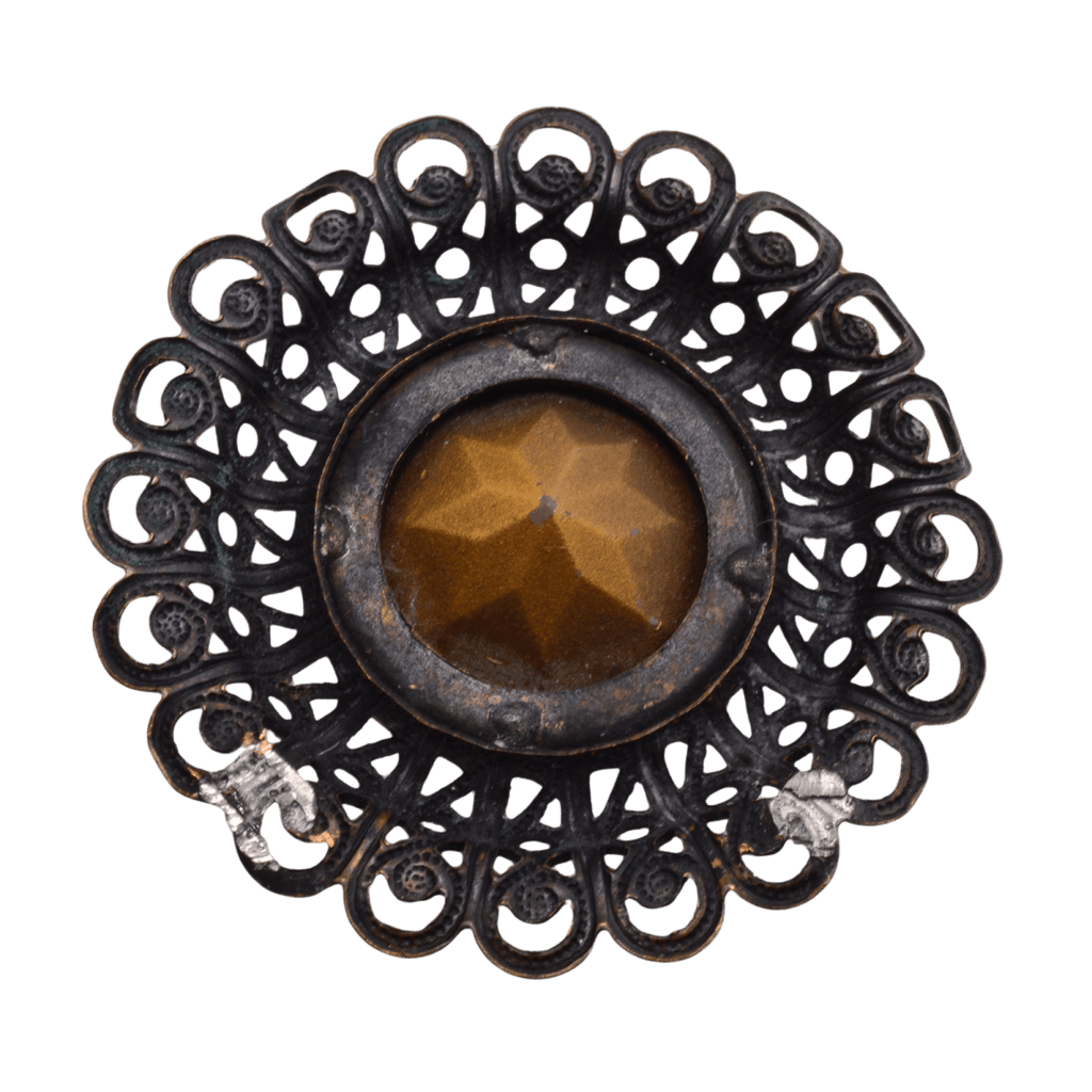 Vintage Rose Pink Glass Filigree Brooch 37mm - Antique Style Jewelry Component Continental Bead Suppliers