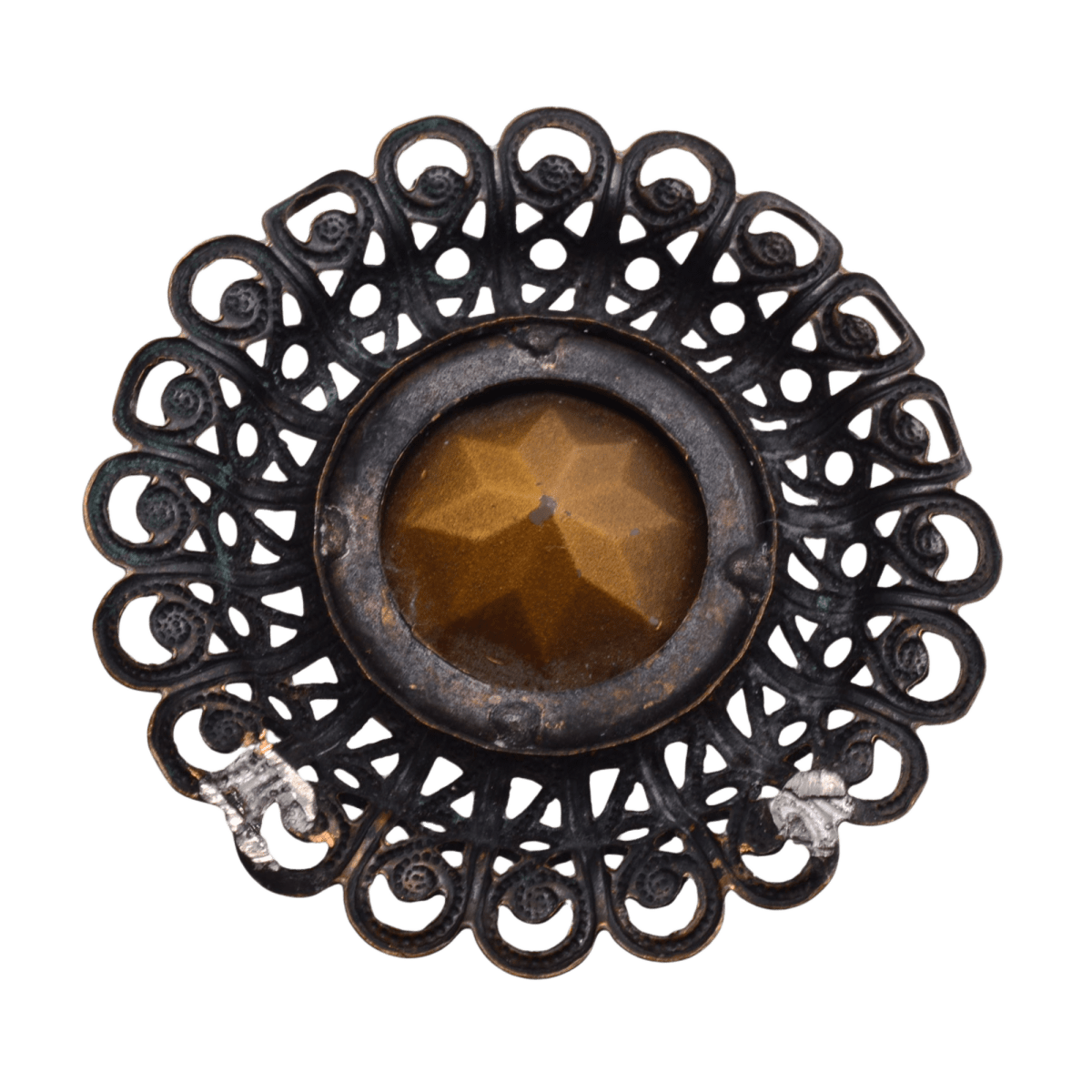 Vintage Rose Pink Glass Filigree Brooch 37mm - Antique Style Jewelry Component Continental Bead Suppliers